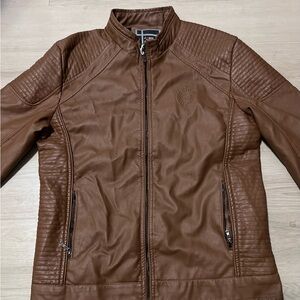Men's Brown Faux Leather Jacket